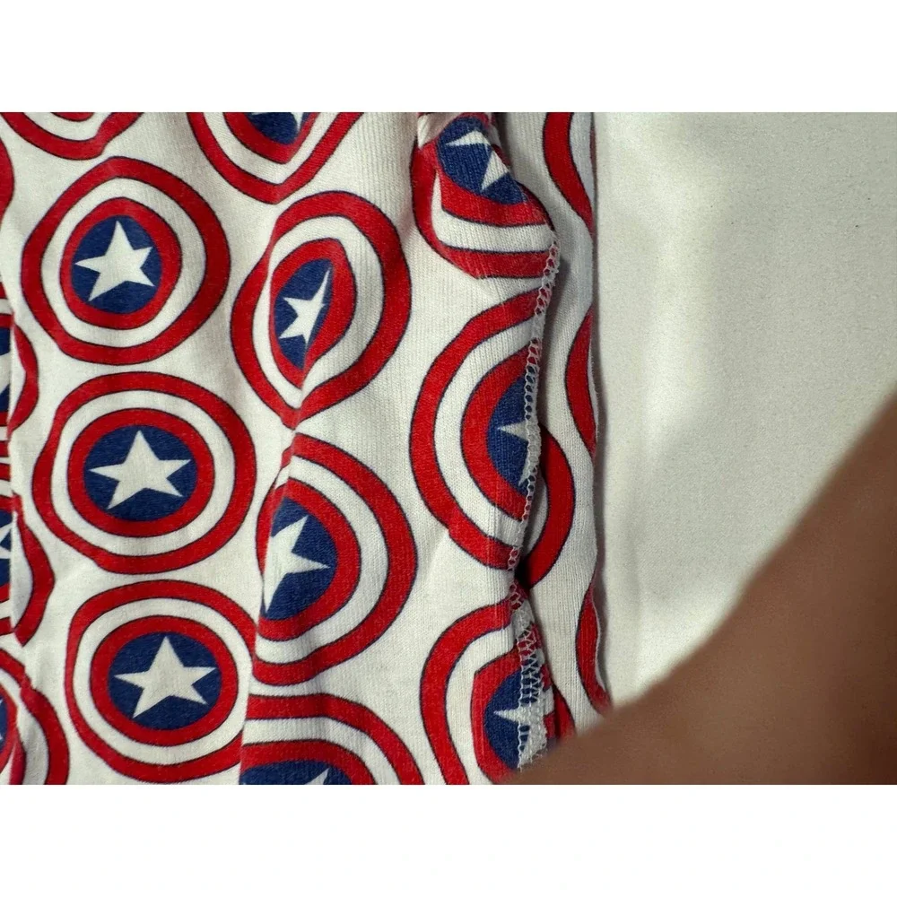 Hanna Andersson Marvel Captain America Shield Pajamas Set Size 8 Blue Red EUC